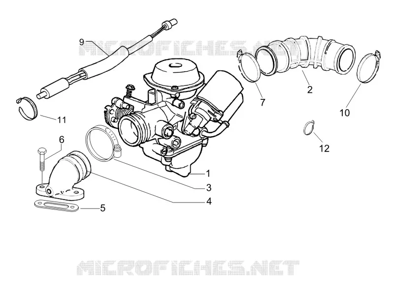Carburateur complet - Raccord d'admission PIAGGIO PIAGGIO-SCOOTER 200 LIBERTY 2007  Liberty 4T E3