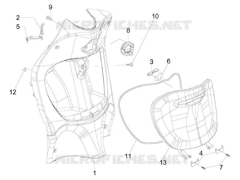 Coffre avant - Contre-tablier PIAGGIO PIAGGIO-SCOOTER 50 LIBERTY 2007  Liberty 4T PTT (D)