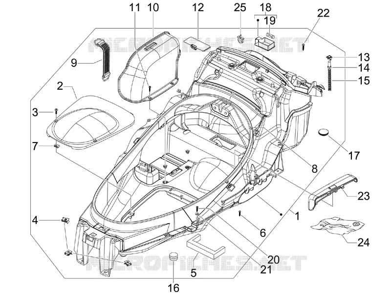 Logement casque - Dessous de selle PIAGGIO PIAGGIO-SCOOTER 125 MP3 2011  MP3 ie Touring