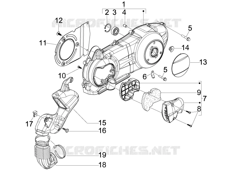 Couvercle carter - Refoidissement carter PIAGGIO PIAGGIO-SCOOTER 250 MP3 2009  MP3 ie LT