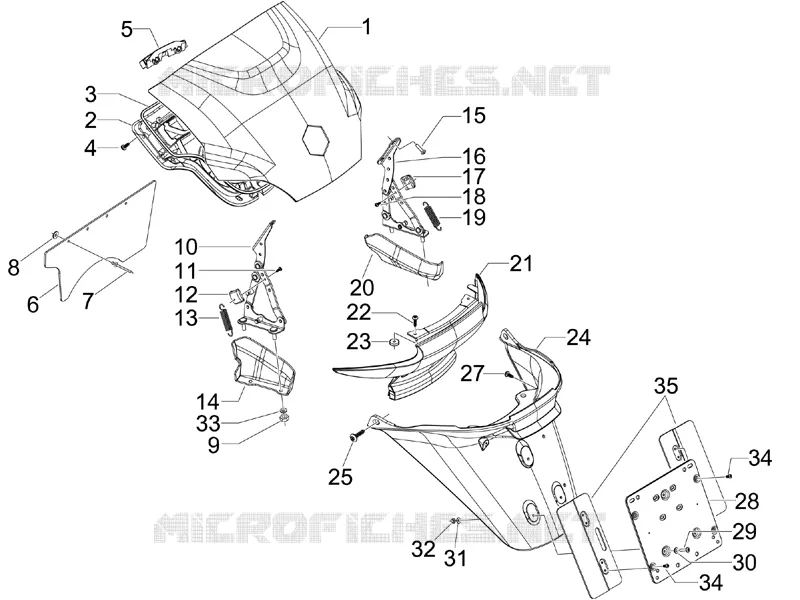 Couvercle arrière - Pare-boue PIAGGIO PIAGGIO-SCOOTER 300 MP3 2013  MP3 4T 4V ie ERL Ibrido
