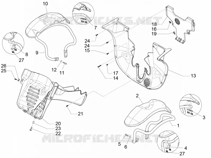 Logement roue - Garde boue PIAGGIO PIAGGIO-SCOOTER 300 MP3 2017  MP3 ie E4 LT BUSINESS - SPORT ABS