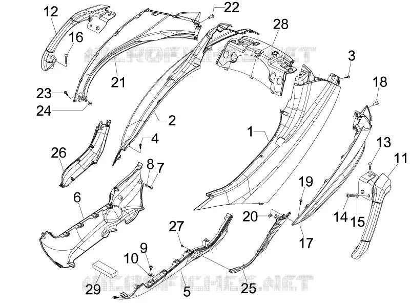 Couvertures laterales - Spoiler PIAGGIO PIAGGIO-SCOOTER 300 MP3 2013  MP3 ie LT Touring