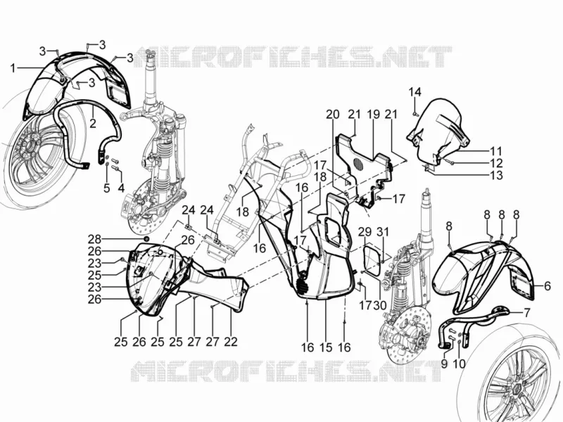Logement roue - Garde boue PIAGGIO PIAGGIO-SCOOTER 300 MP3 2011  MP3 YOUrban ERL