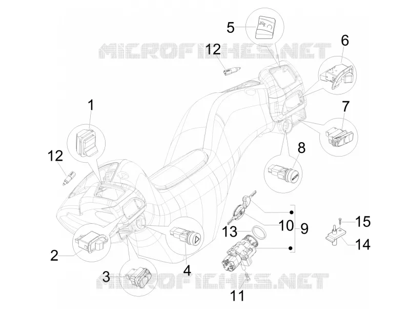 Inverseurs - Commutateurs - Boutons - Interrupteurs PIAGGIO PIAGGIO-SCOOTER 400 MP3 2008  MP3 ie