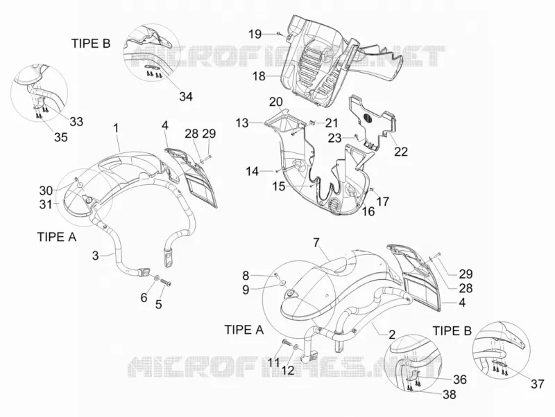 Logement roue - Garde boue PIAGGIO PIAGGIO-SCOOTER 400 MP3 2007  MP3 ie