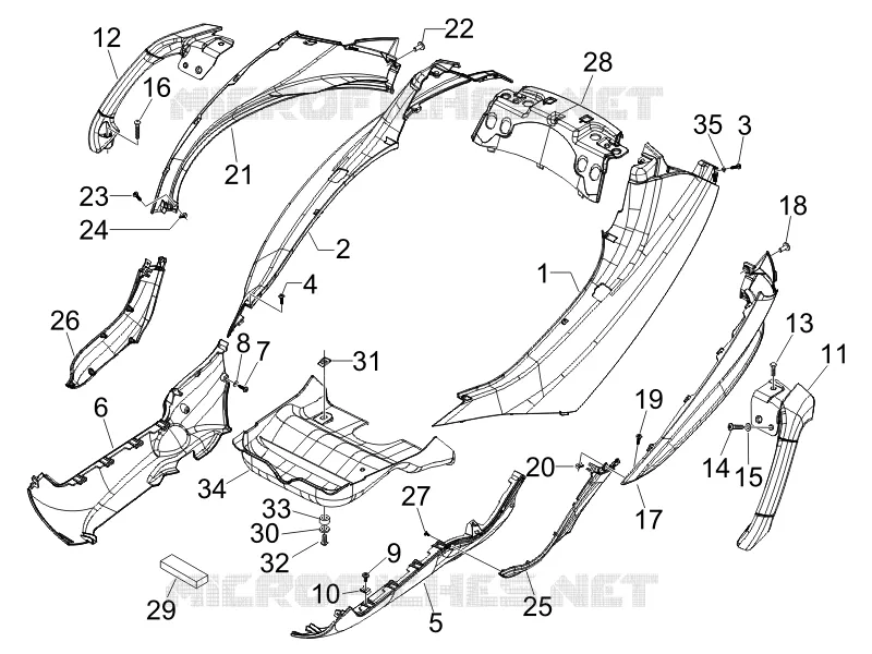 Couvertures laterales - Spoiler PIAGGIO PIAGGIO-SCOOTER 400 MP3 2011  MP3 ie LT Touring