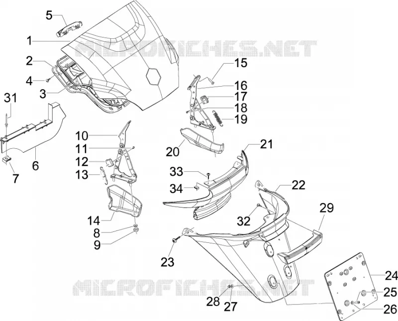 Couvercle arrière - Pare-boue PIAGGIO PIAGGIO-SCOOTER 400 MP3 2009  MP3 ie MIC