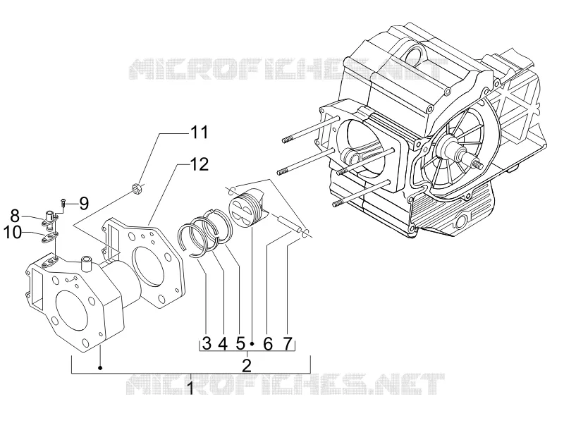 Groupe cylindre-piston-axe PIAGGIO PIAGGIO-SCOOTER 400 MP3 2011  MP3 RL Touring