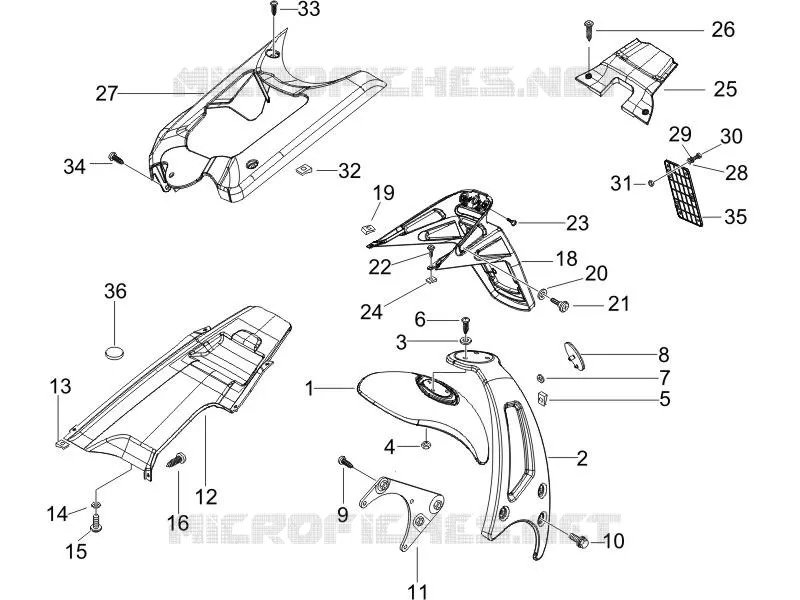 Couvercle arrière - Pare-boue PIAGGIO PIAGGIO-SCOOTER 50 NRG 2005  NRG Power DD