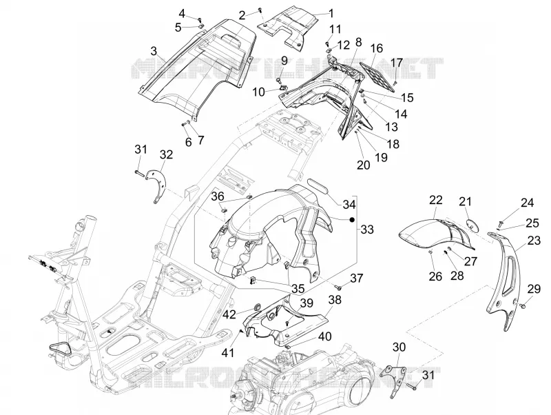 Couvercle arrière - Pare-boue PIAGGIO PIAGGIO-SCOOTER 50 NRG 2017  NRG Power DD
