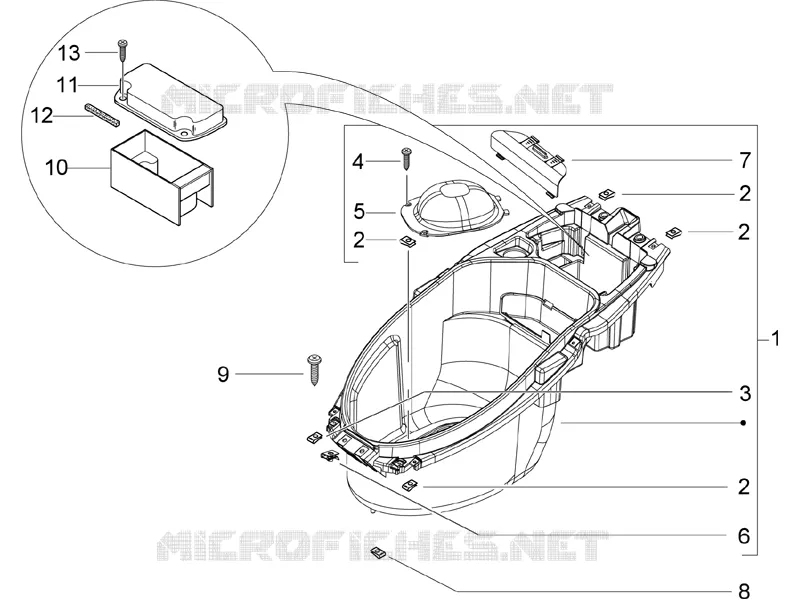 Logement casque - Dessous de selle PIAGGIO PIAGGIO-SCOOTER 50 NRG 2005  NRG Power DT