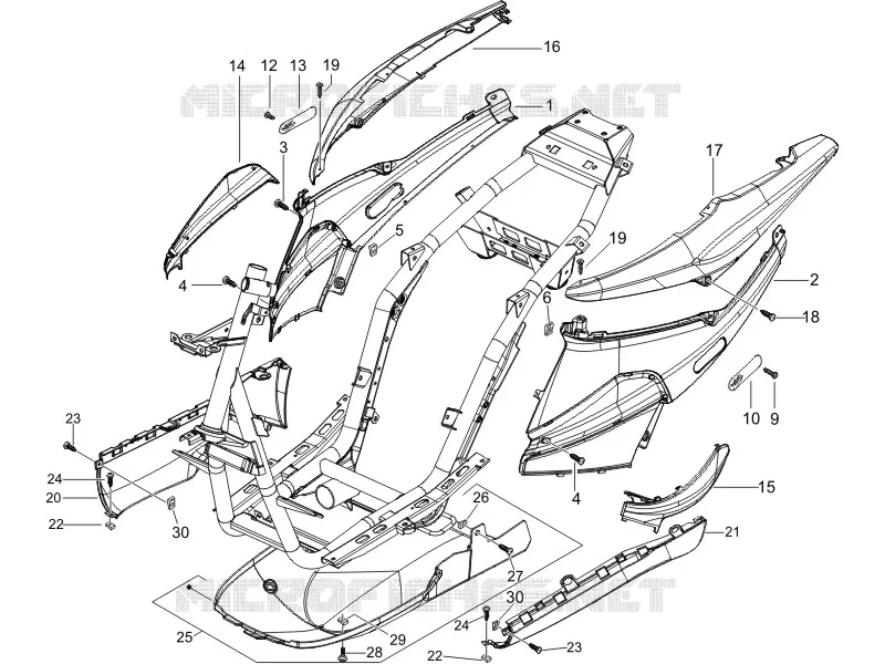 Couvertures laterales - Spoiler PIAGGIO PIAGGIO-SCOOTER 50 NRG 2014  NRG Power DT