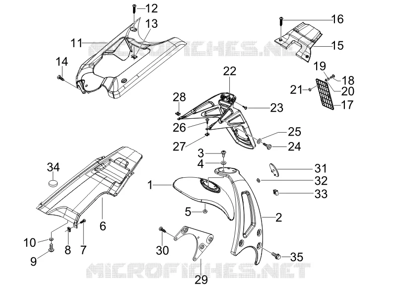 Couvercle arrière - Pare-boue PIAGGIO PIAGGIO-SCOOTER 50 NRG 2007  NRG Power DT Serie Speciale (D)