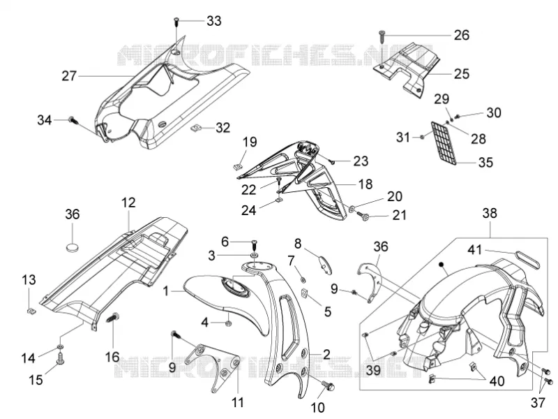 Couvercle arrière - Pare-boue PIAGGIO PIAGGIO-SCOOTER 50 NRG 2012  NRG Power DT Serie Speciale