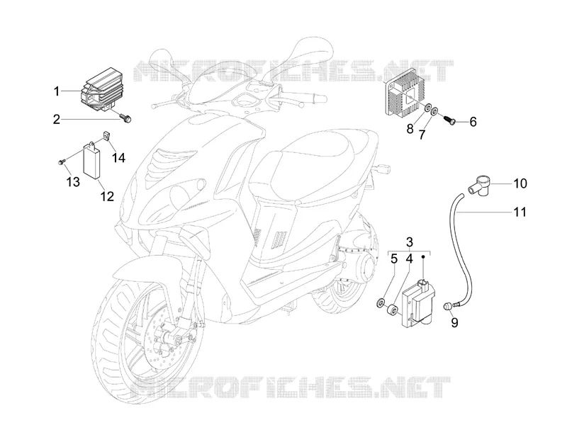 Régulateurs de tension - Centrales electroniques - Bobine H.T. PIAGGIO PIAGGIO-SCOOTER 50 NRG 2011  NRG Power DT Serie Speciale