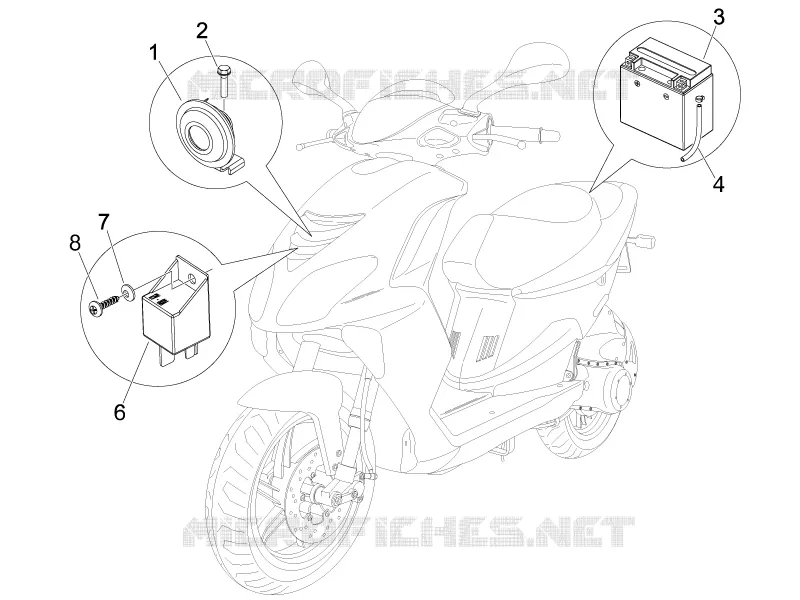 Relais - Batterie - Avertisseur sonore PIAGGIO PIAGGIO-SCOOTER 50 NRG 2007  NRG Power DT Serie Speciale