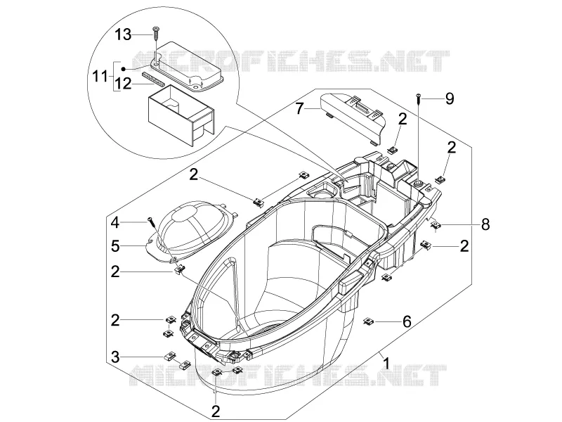Logement casque - Dessous de selle PIAGGIO PIAGGIO-SCOOTER 50 NRG 2008  NRG Power Pure Jet