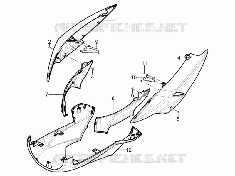 Couvertures laterales - Spoiler PIAGGIO PIAGGIO-SCOOTER 125 TYPHOON 2011  Typhoon 4T 2V Euro 3
