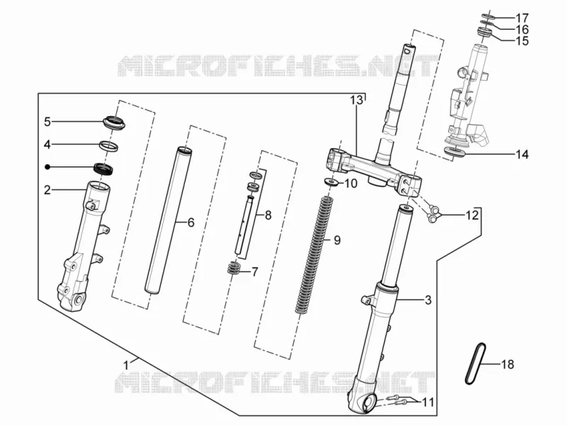 Fourche/tube direction - Ensemble butée dir. PIAGGIO PIAGGIO-SCOOTER 125 TYPHOON 2012  Typhoon 4T 2V E3