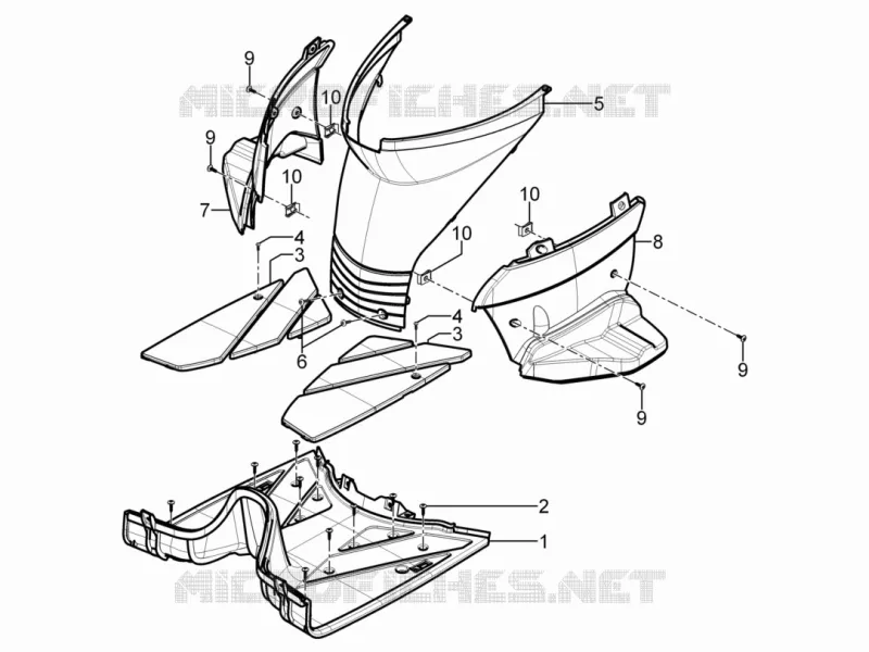 Protection centrale - Repose-pieds PIAGGIO PIAGGIO-SCOOTER 50 TYPHOON 2011  Typhoon 2T Euro 3
