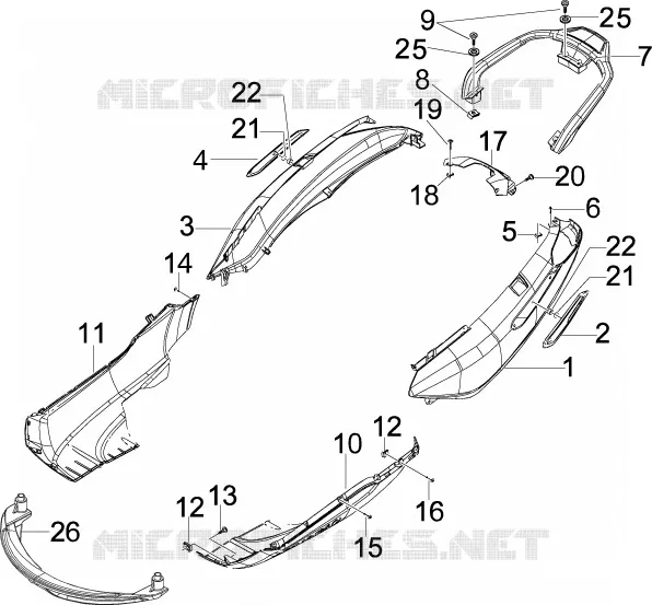 Couvertures laterales - Spoiler PIAGGIO PIAGGIO-SCOOTER 125 X7 2009  X7 ie Euro 3