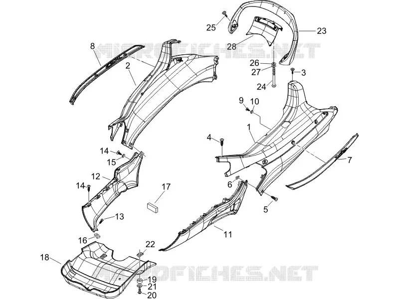 Couvertures laterales - Spoiler PIAGGIO PIAGGIO-SCOOTER 125 X8 2005  X8 Potenziato