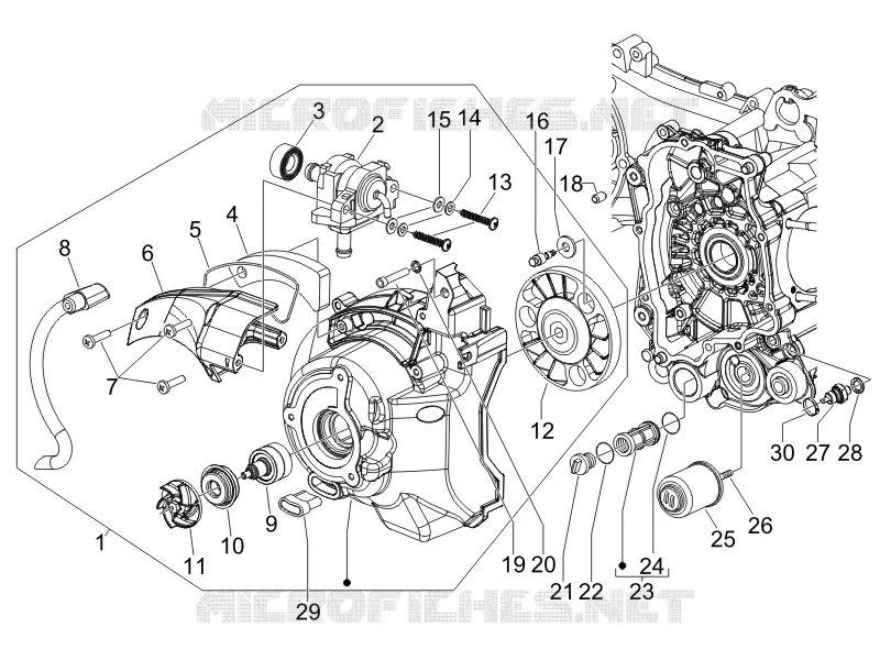 Couvercle volant magnetique - Filtre à huile PIAGGIO PIAGGIO-SCOOTER 125 X8 2006  X8 Premium Euro 2