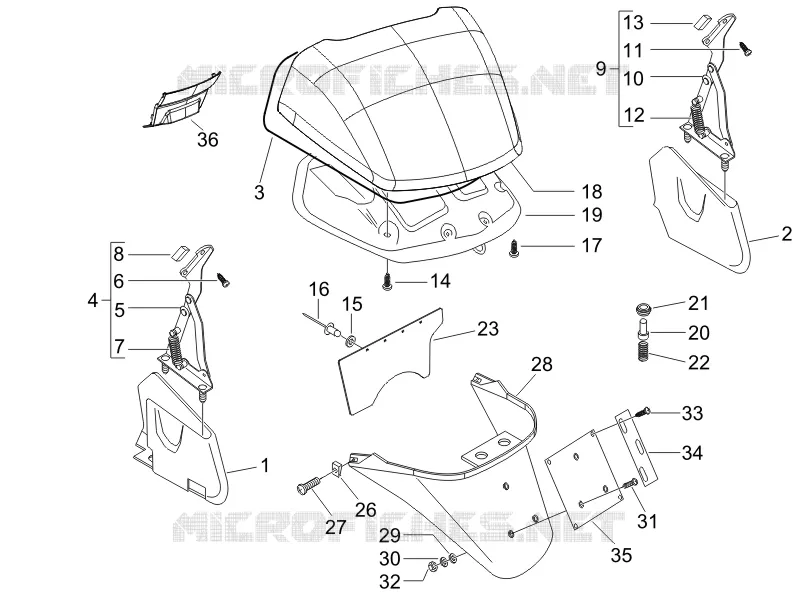 Couvercle arrière - Pare-boue PIAGGIO PIAGGIO-SCOOTER 125 X8 2007  X8 Premium Euro 3