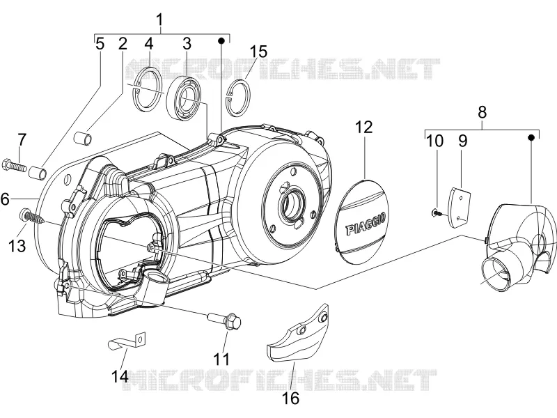 Couvercle carter - Refoidissement carter PIAGGIO PIAGGIO-SCOOTER 125 X8 2007  X8 Street Euro 2
