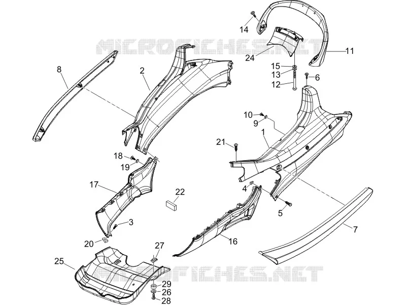 Couvertures laterales - Spoiler PIAGGIO PIAGGIO-SCOOTER 125 X8 2006  X8 Street Euro 2