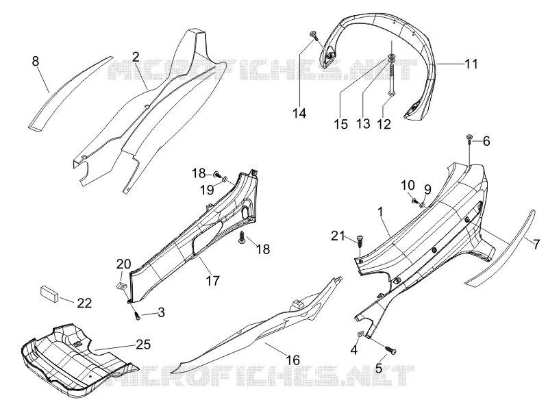 Couvertures laterales - Spoiler PIAGGIO PIAGGIO-SCOOTER 150 X8 2008  X8 Street Euro 2