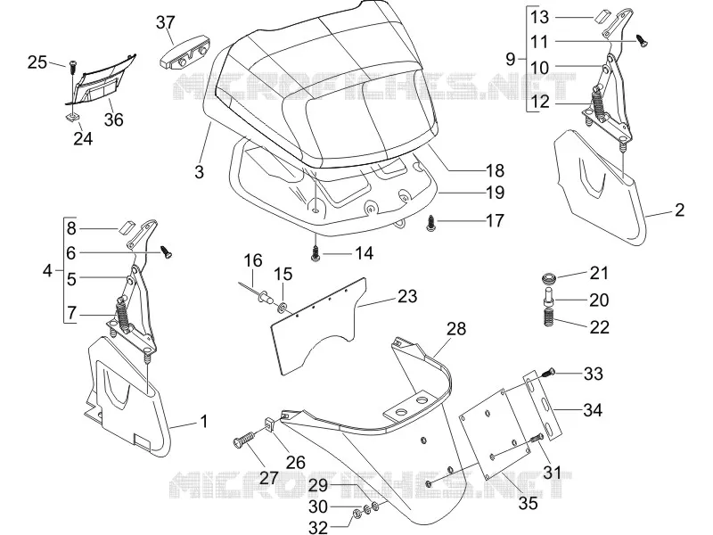 Couvercle arrière - Pare-boue PIAGGIO PIAGGIO-SCOOTER 250 X8 2006  X8 ie