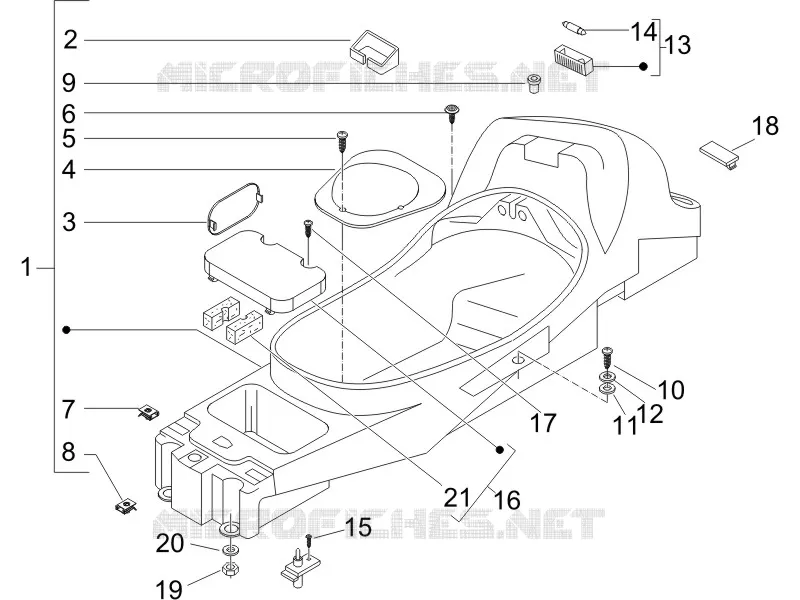 Logement casque - Dessous de selle PIAGGIO PIAGGIO-SCOOTER 250 X8 2008  X8 ie