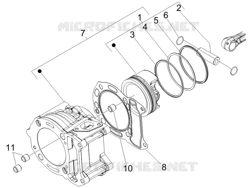 Groupe cylindre-piston-axe PIAGGIO PIAGGIO-SCOOTER 400 X8 2007  X8 ie Euro 3