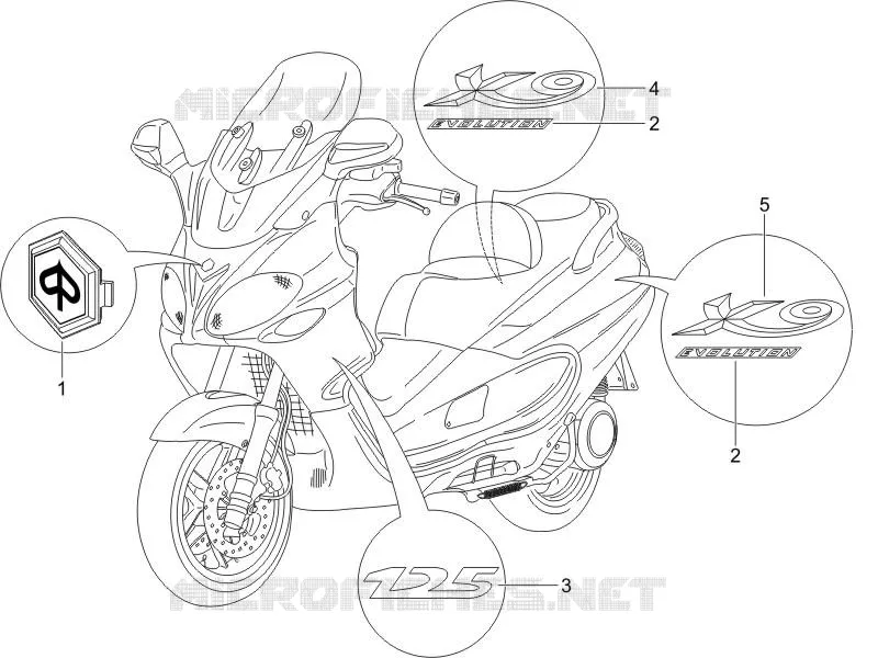 Monogrammes - Decorations PIAGGIO PIAGGIO-SCOOTER 125 X9 2005  X9 Evolution powered