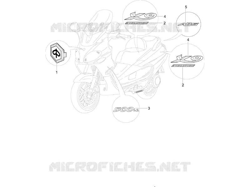 Monogrammes - Decorations PIAGGIO PIAGGIO-SCOOTER 500 X9 2006  X9 Evolution ABS