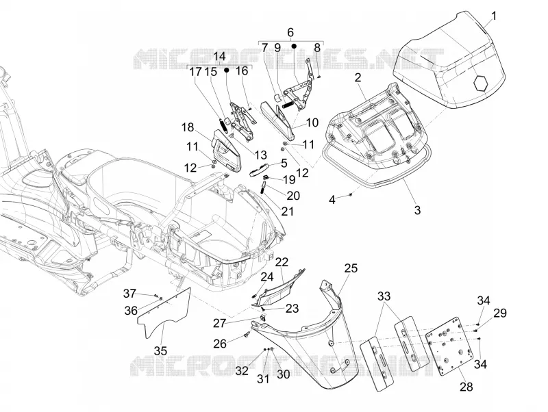 Couvercle arrière - Pare-boue PIAGGIO PIAGGIO-SCOOTER 125 X-EVO 2012  X Evo Euro 3