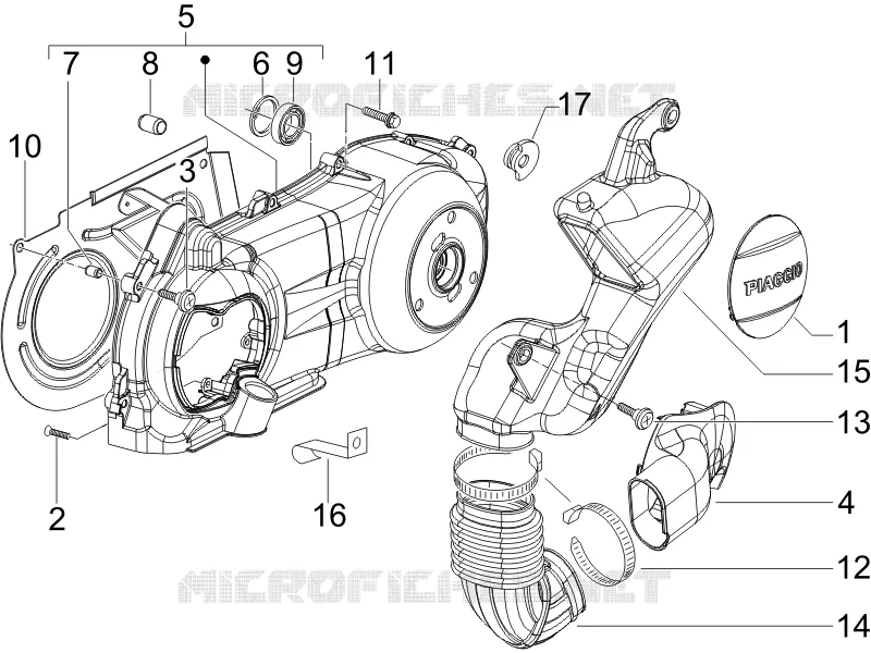 Couvercle carter - Refoidissement carter PIAGGIO PIAGGIO-SCOOTER 125 X-EVO 2010  X Evo Euro 3