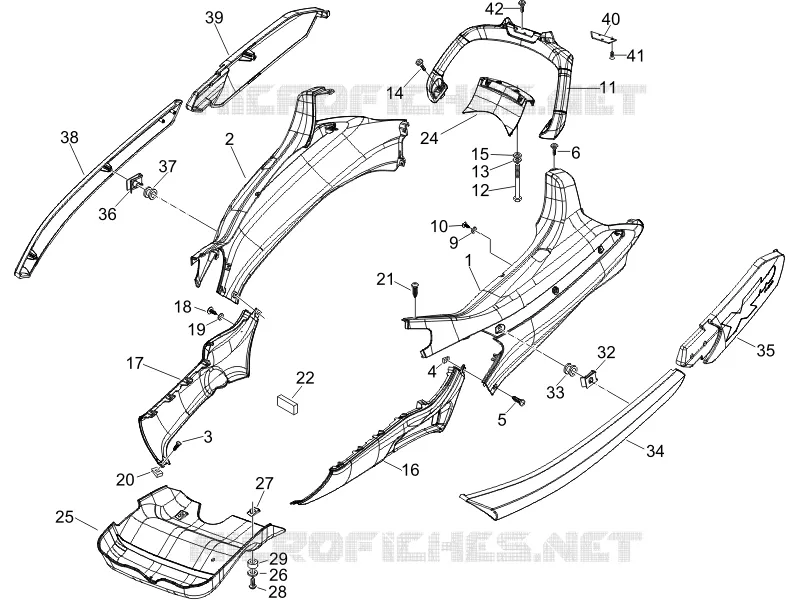 Couvertures laterales - Spoiler PIAGGIO PIAGGIO-SCOOTER 125 X-EVO 2009  X Evo Euro 3