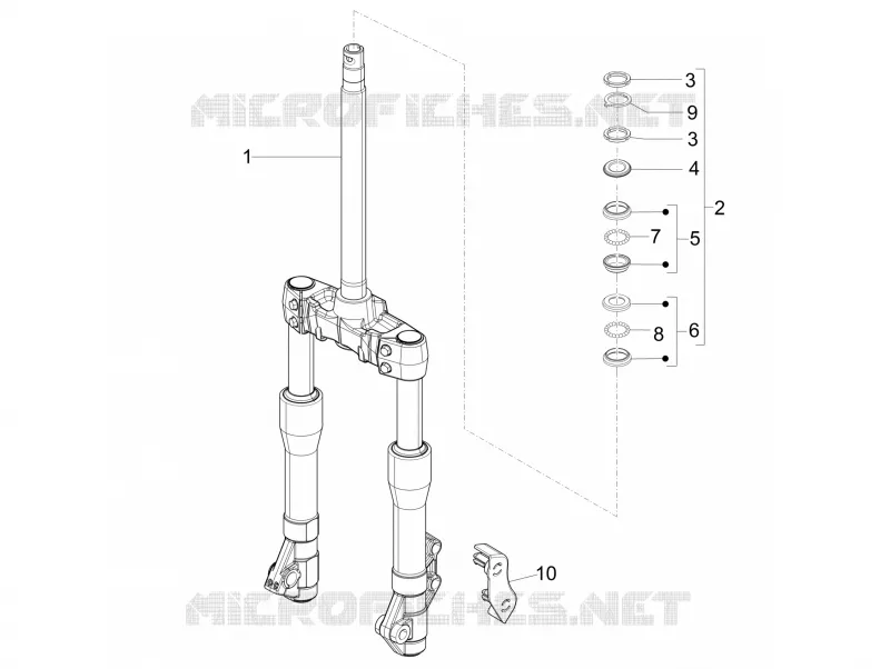 Fourche/tube direction - Ensemble butée dir. PIAGGIO PIAGGIO-SCOOTER 125 X-EVO 2015  X Evo Euro 3