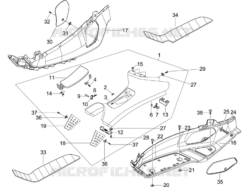 Protection centrale - Repose-pieds PIAGGIO PIAGGIO-SCOOTER 125 X-EVO 2015  X Evo Euro 3