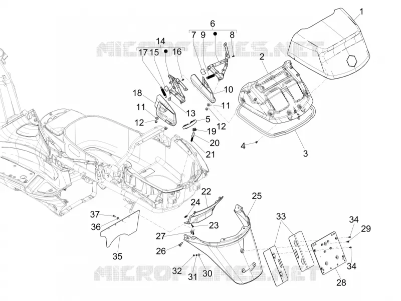 Couvercle arrière - Pare-boue PIAGGIO PIAGGIO-SCOOTER 125 X-EVO 2010  X Evo Euro 3