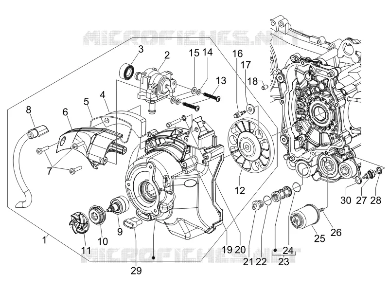 Couvercle volant magnetique - Filtre à huile PIAGGIO PIAGGIO-SCOOTER 125 X-EVO 2012  X Evo Euro 3