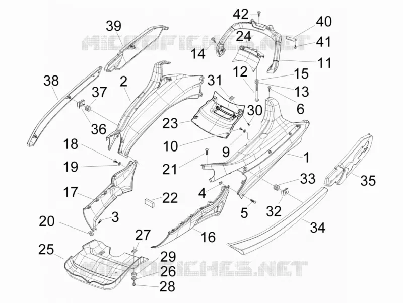 Couvertures laterales - Spoiler PIAGGIO PIAGGIO-SCOOTER 250 X-EVO 2009  X Evo Euro 3