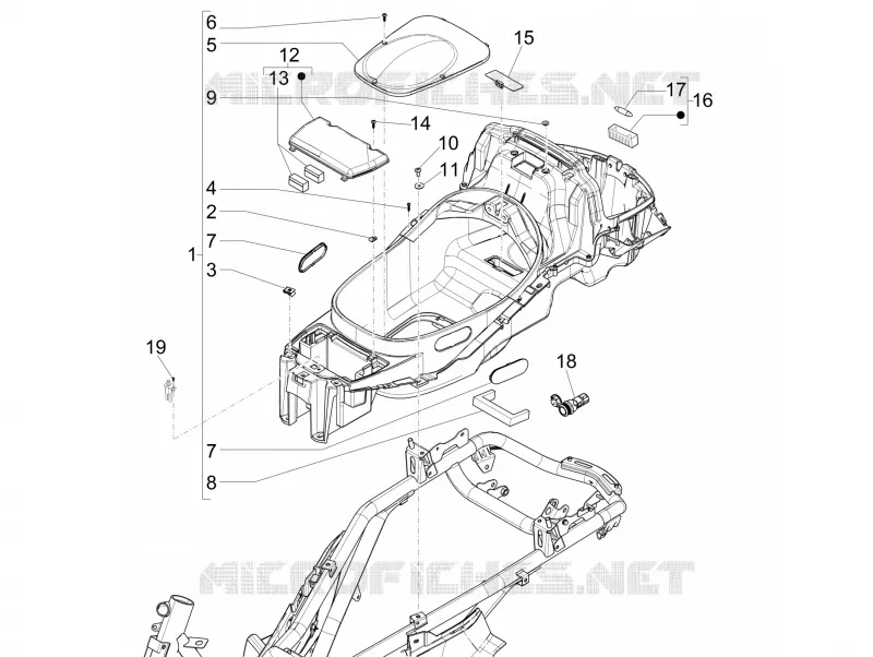 Logement casque - Dessous de selle PIAGGIO PIAGGIO-SCOOTER 250 X-EVO 2016  X Evo Euro 3