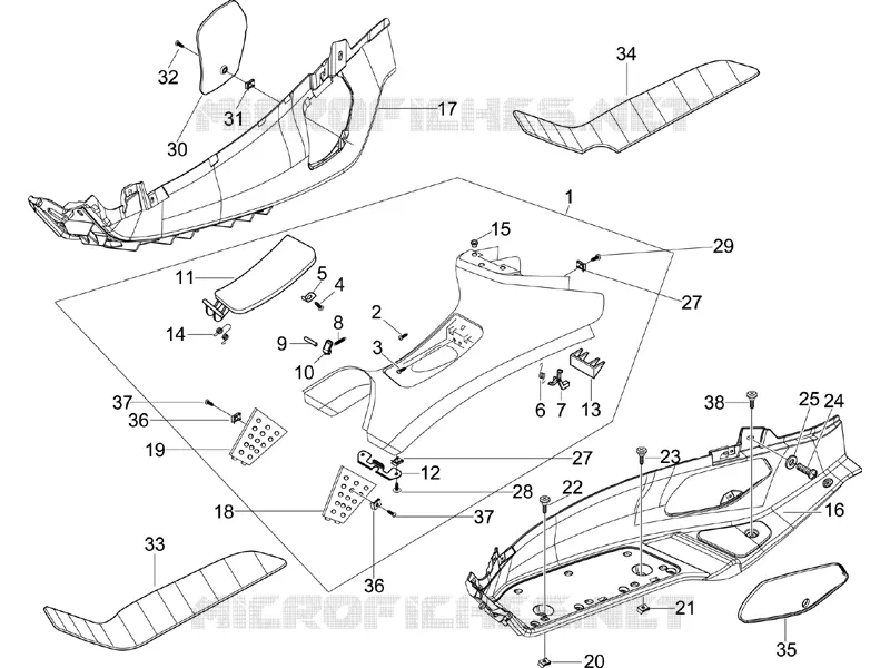 Protection centrale - Repose-pieds PIAGGIO PIAGGIO-SCOOTER 250 X-EVO 2012  X Evo Euro 3