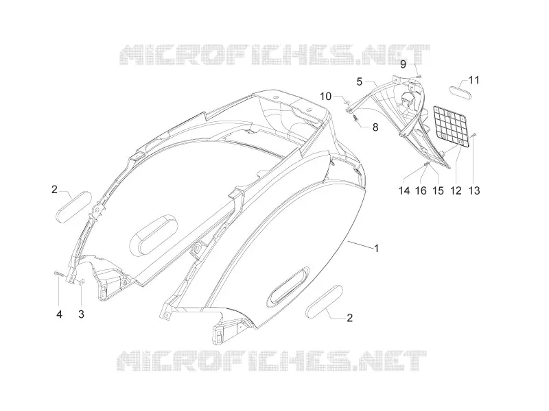 Couvercle arrière - Pare-boue PIAGGIO PIAGGIO-SCOOTER 50 ZIP 2010  Zip 2T