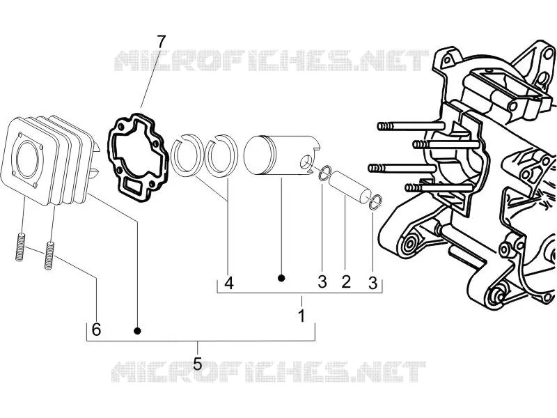 Groupe cylindre-piston-axe PIAGGIO PIAGGIO-SCOOTER 50 ZIP 2013  Zip 2T