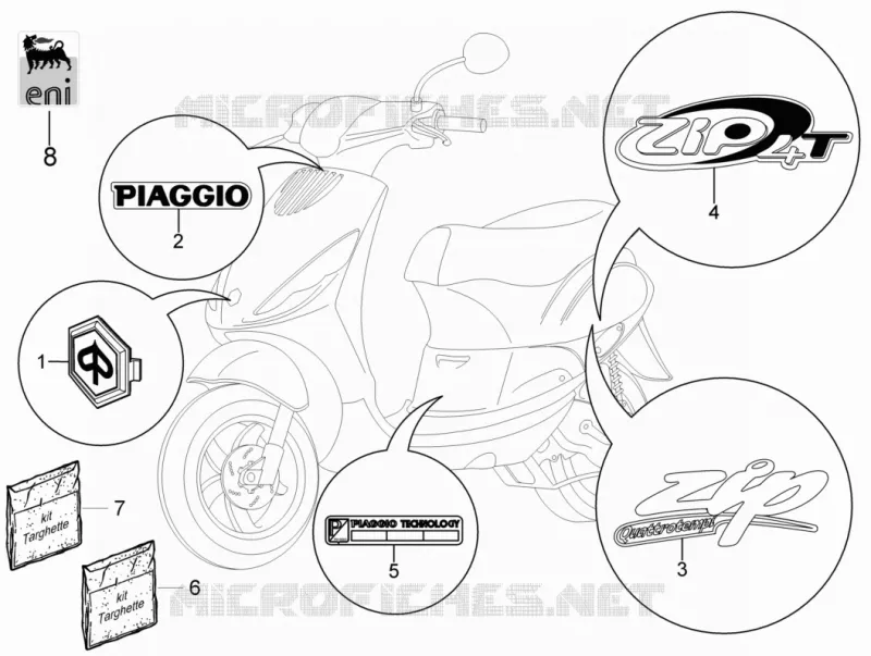 Monogrammes - Decorations PIAGGIO PIAGGIO-SCOOTER 50 ZIP 2007  Zip 4T
